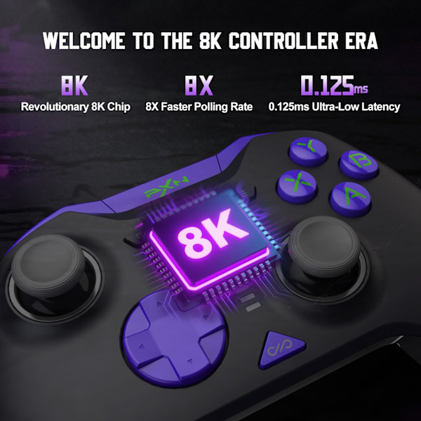 Sort Z01X Trådløs Spilcontroller Kompatibel med Switch, PC, Android og iOS, Gyro, Turbo