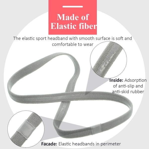 4 delar elastiska sportpannband Tjocka halkfria hårband för kvinnor och män (svart, vit, grå, kunglig blå)