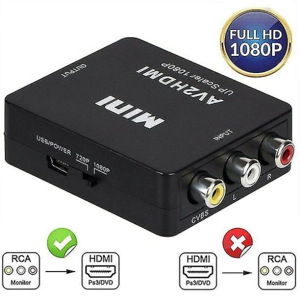 Mini Av To Video Converter Hdmi Box 1080p Av2hdmi Rca Av Hdmi Cvbs To Hdmi Adapter For Hd Tv Ps3 Ps4 Pc Dvd Xbox Projector