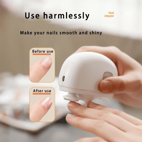 Elektrisk Automatisk Nagelklippare med Ljus, 2 i 1 Fingernagelklippare och Polerare USB Laddningsbar, Säker Fingernageltrimmer Val Rosa