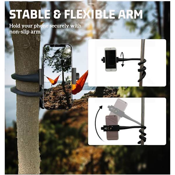 Portabel Telefonhållare Stativ för Säng, Barnvagn, Skrivbord, Bil med Svanhals Flexibel Arm - Stabil, Säker & Justerbar Passform på Löpband, Rullstol