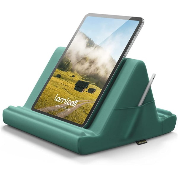 Lamicall Tablet Kuddhållare - Mjukt kuddställ för surfplatta - Sängplatta med ficka och 4 visningsvinklar för 4-13" telefon och surfplatta - Grön