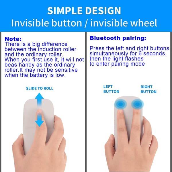 Bluetooth Arc Touch Mouse, trådløs foldbar mus uden modtager, til notebook laptop tablet (hvid) B