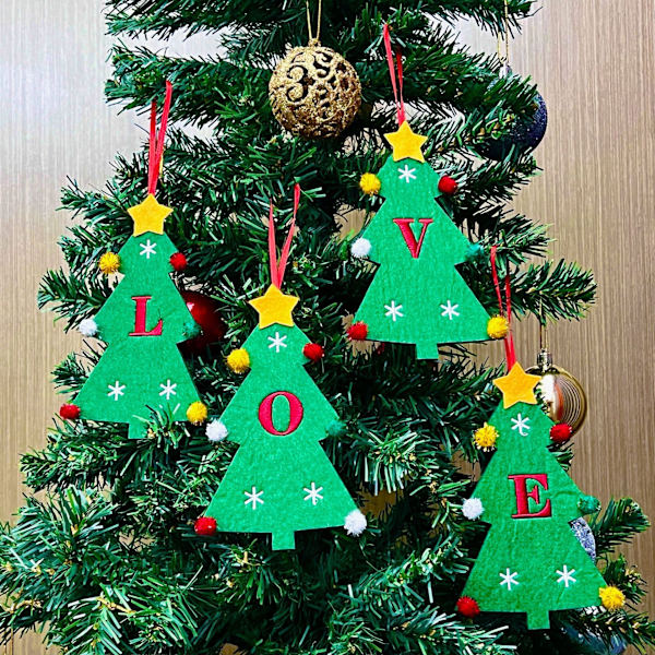 Nye filt juletrpynt 2024 Mini juletrbroderi Engelsk bokstav julepynt Små hengende deler Christmas Tree [C