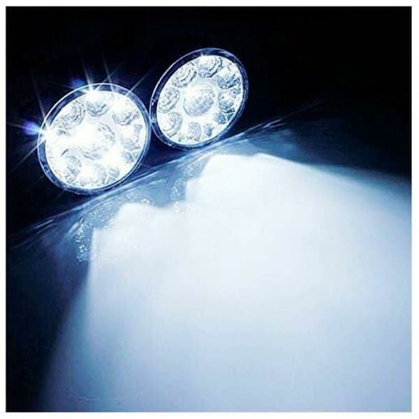 Universal rund 9-LED dimljus (vitt ljus), 12V, 4.5W, bil dimljus, 2-pack