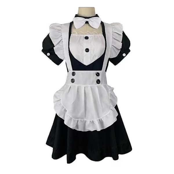 ECELEN Lolita Pigekjole Sort og Hvid Uniform Kjole black and white M