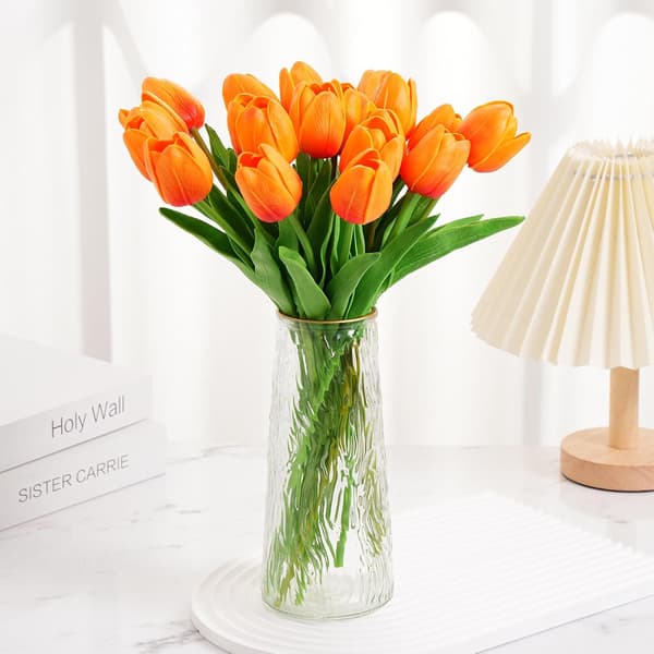 Konstgjorda tulpaner, orange, 10 stycken