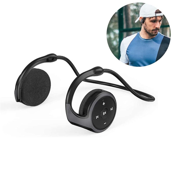 Trådlösa sport Bluetooth hörlurar, hopfällbara lätta hörlurar Trådlöst stereoljud, stöd för minneskort, bekväma on-ear hörlurar för löpning Black