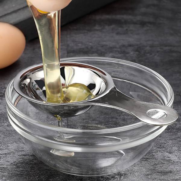 2 st Premium Äggseparator i Rostfritt Stål Äggvite Separator Köksredskap (Silver,)