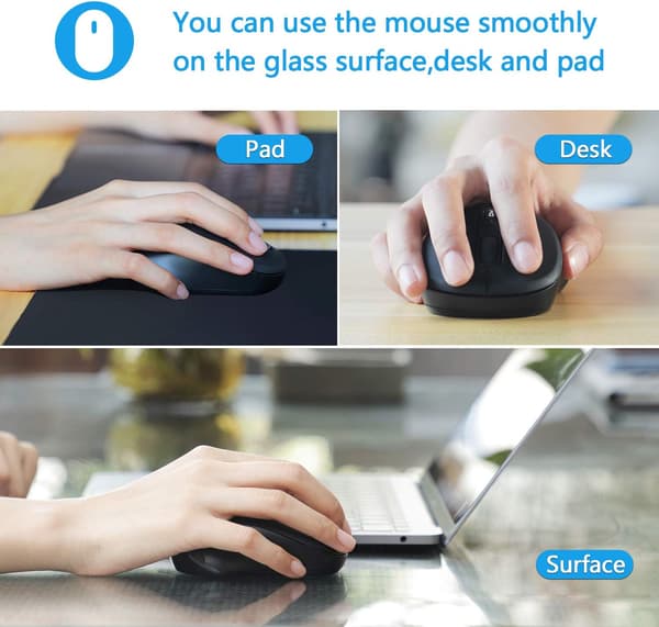 Trådløs 2.4G Ergonomisk Mus, Ledningsfri til Laptop Windows, Sort