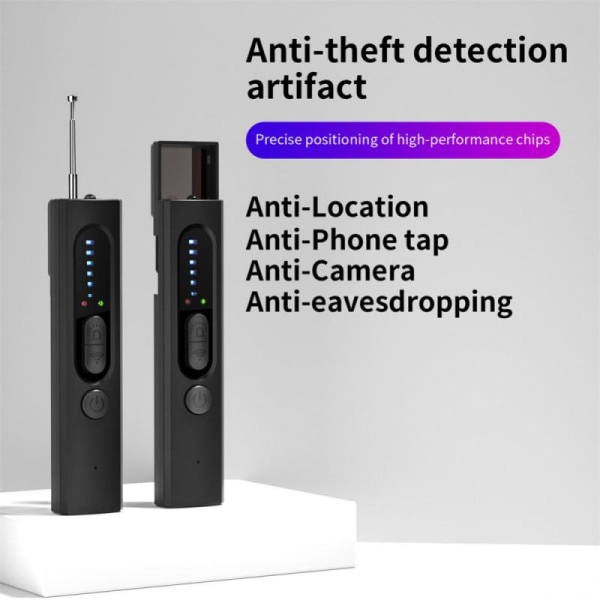 Mini Anti Spy Hidden Camera Detector Pen LED Infrarød Scanning RF Signal Detection, Sort