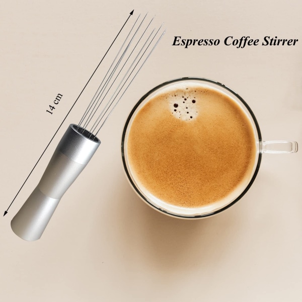 Espresso Tamper kaffeomrörare WDT-verktyg, nåltypsfördelare (silver)