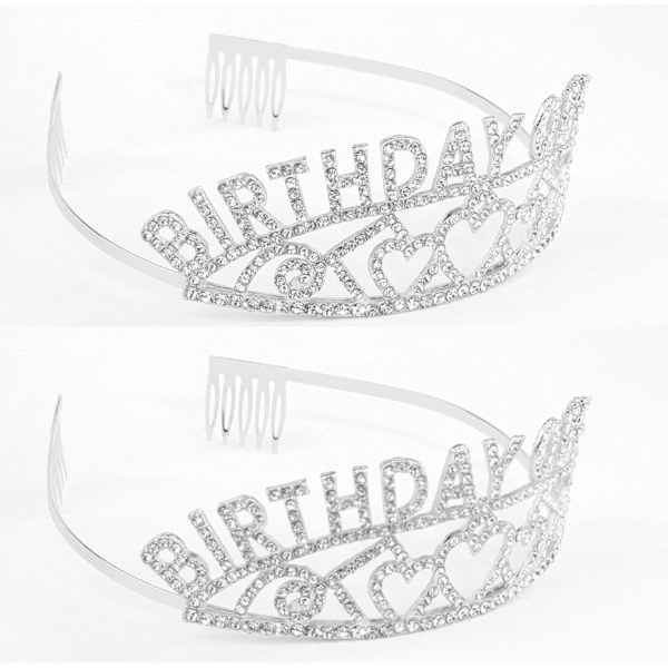 Silverfödelsedagskronan och Sash - Rhinestone Birthday Tiara och Sash (Flerfärgad bokstav)