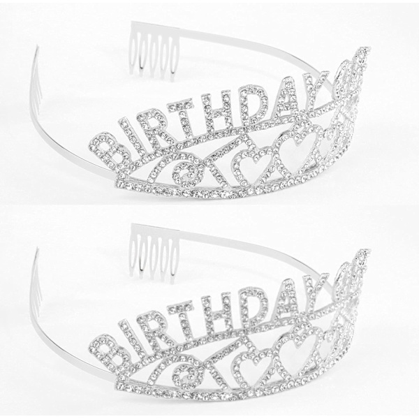 Sølv Fødselsdagsdronning Krone og Sash - Rhinestone Fødselsdag Tiara og Sash (Multifarvet Bogstaver)