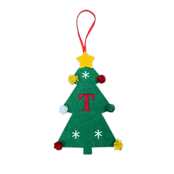 Nye filt juletrpynt 2024 Mini juletrbroderi Engelsk bokstav julepynt Små hengende deler Christmas Tree [T
