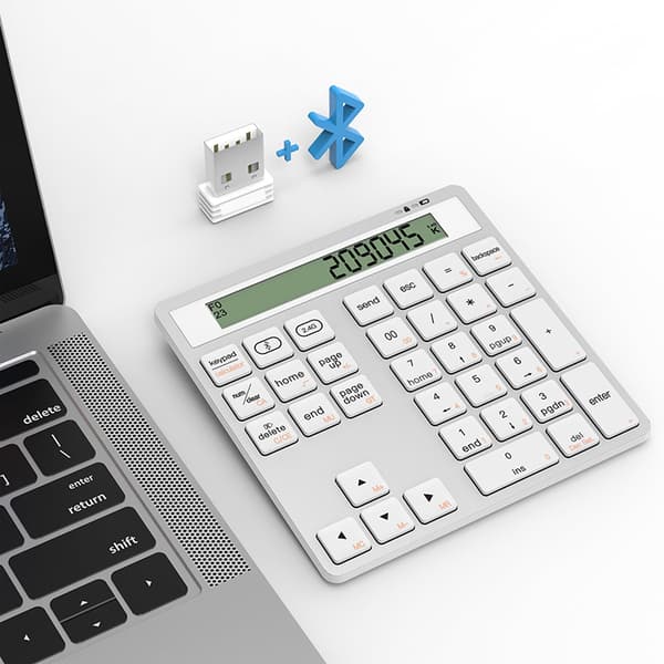 2-i-1 Bluetooth Trådløst Numerisk Tastatur Sort med Display, Kompatibel med Windows Mac, til PC Bærbar Tablet black