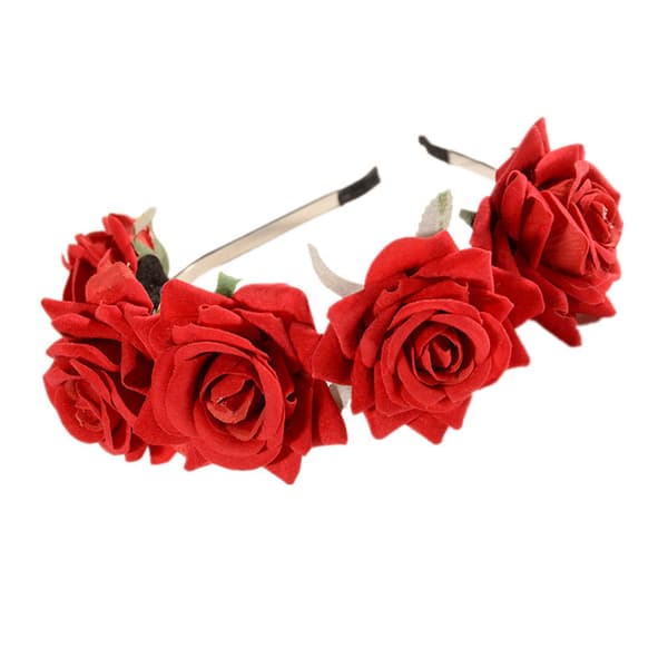 Rødt Hodebånd Rose Hodebånd Dame Blomsterhodebånd Jenter Blomsterhodeplagg Brud Brudepike Bryllupsfest Barnefest