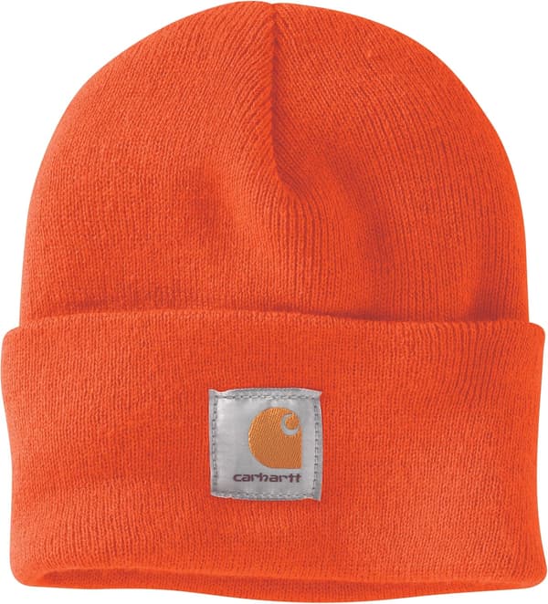 Unisex stickad mössa med uppvikt brätte Orange 2