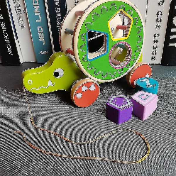 Træbabytrailer Dyremodel Legetøj Matchende kognitive byggeklodser i træ Pædagogisk legetøj til børn Krokodille)