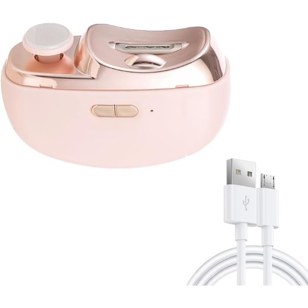 Elektrisk Automatisk Nagelklippare med Ljus, 2 i 1 Fingernagelklippare och Polerare USB Laddningsbar, Säker Fingernageltrimmer Val Rosa