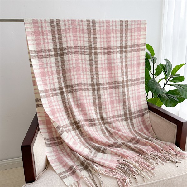 Ny Lyxig Vintervarm Halsduk Mode Rutiga Fransar Mode Sjal För Män Kvinnor Tjockare Långa Halsdukar Enkel 200X70cm Wrap Halsduk 6