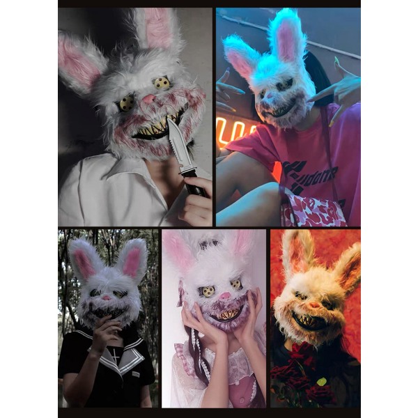 1 st Halloween Evil Bloody Rabbit Mask Masquerade Huvudbonader Performance rekvisita
