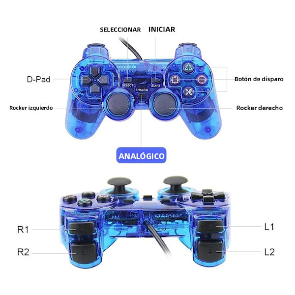 P06 Sort Game Controller Kompatibel med PS4/Slim/Pro/PC, 360° Joystick, Dobbelt Vibration, 6 Akser USB/Bluetooth