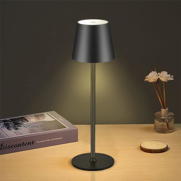 Cordless Table Lamps USB Rechargeable Simplicity Desk Lamp Built-in 4600 mAh Battery LED Battery Operated lamp with Touch Control Table lamp(Black)