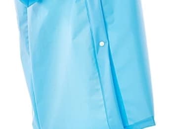 Regnfrakk middels lengde, studenter går til skolen, tykkere vanntett transparent poncho med hatt, blå