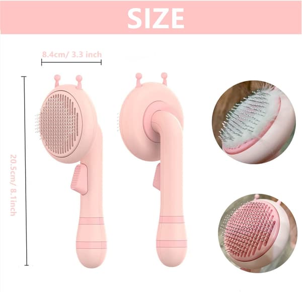 Selvrensende børste for hunder og katter, egnet for hunder og katter med kort og langt hår (rosa)