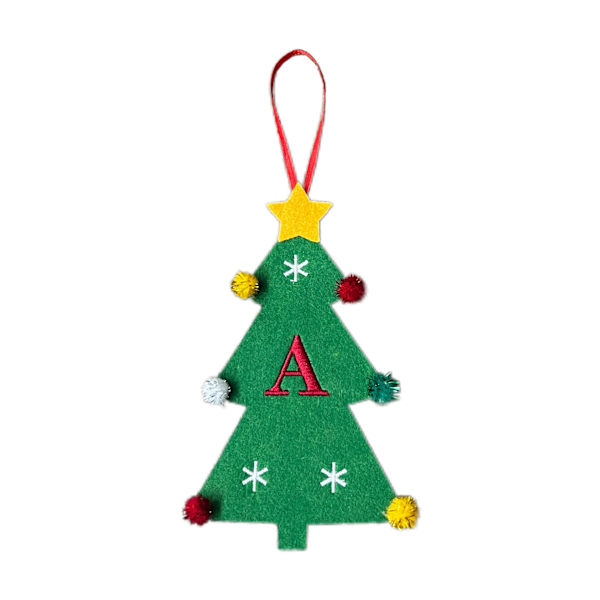 2024 Nye Filt Juletræspynt Mini Juletræ Broderi Engelsk Bogstav Julehængende Små Stykker Christmas Tree [A