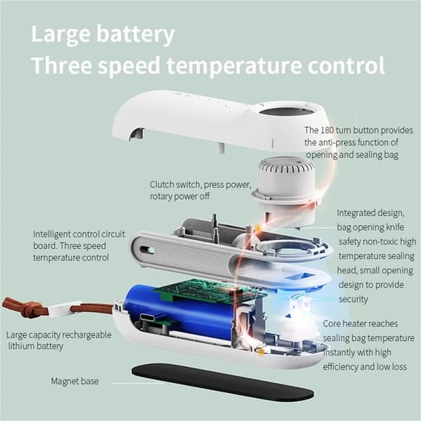 Hjem Bærbar Termoplastisk Poseforsegler Med Blad Varme Pose Mini USB Lading Magnet，8908