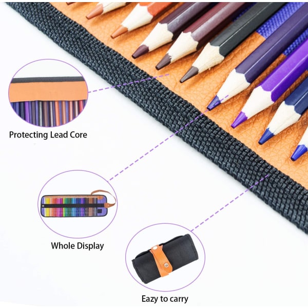 Färgpennor Färgpennset set med bärbar rullväska Case Inkluderar pennvässare Perfekt för vuxna och barn