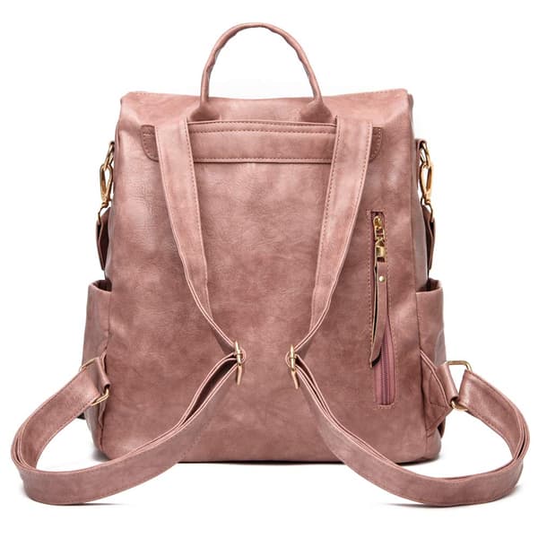 Dame Mode Rygsæk Tasker Multipurpose Design Håndtasker og Skuldertaske PU Læder Rejsetaske Pink D