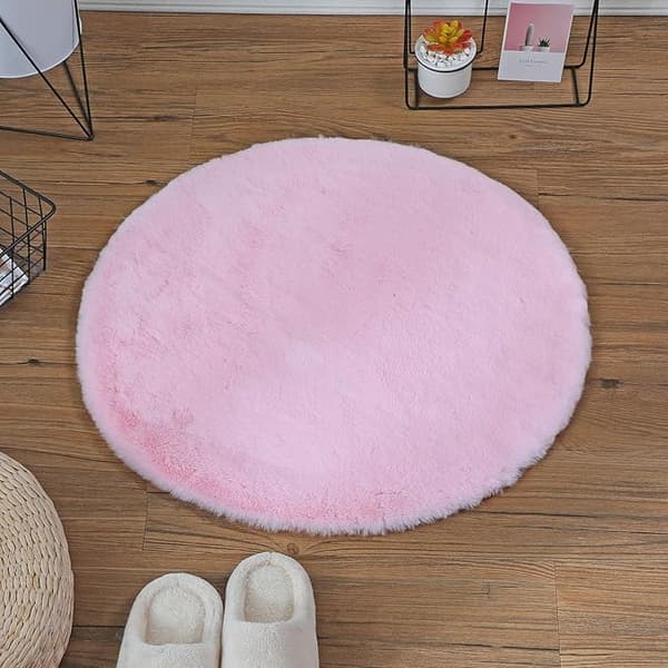 Tjock silkesull rund datorstol hängande korg golvmatta sovrum sängmatta rosa 60cm
