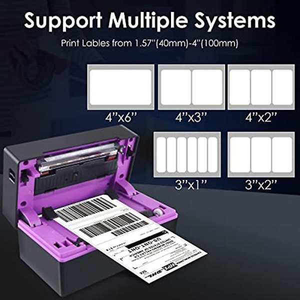 Termisk etikettutskrift, Fraktetikettutskrift, 4x6 Direkt Termisk Etikettutskrift, Kommersiell Termisk Etikettmaskin, Kompatibel med Windows & Mac