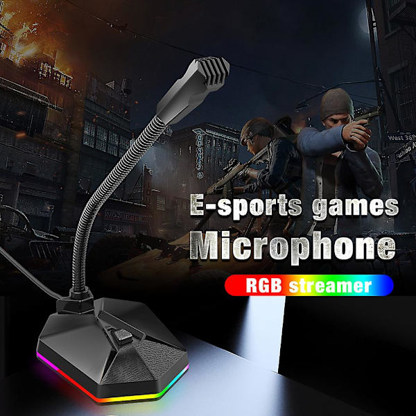 Tsp201 Säädettävä RGB-valo USB-työpöytäpeli- ja suoratoistomikrofoni PC:lle