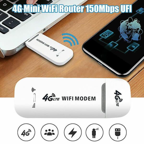 Ulåst 4g-lte trådløst wifi usb dongle stick mobilt bredbåndsmodem simkort White