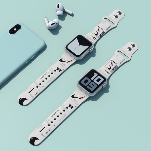 2 förpackningar Diameter 38 mm Gäller Apple Watch6-rem Apple Watch 6/5 Generation AJ Personality Tide Brand Printing 6SE iwatch1/2 (vit, svart, 110 mm+