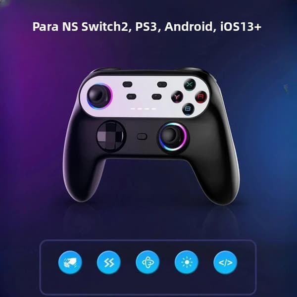 Vit Streaming Spelkontroll för PS4 med 6-Axis Gyroskop & Linjära Knappar, Kompatibel med Android/iOS