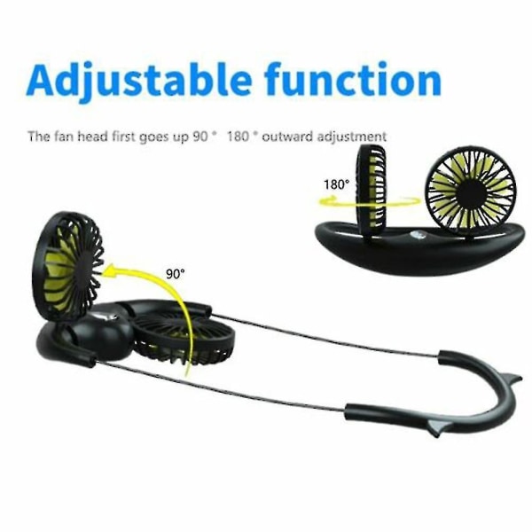 Portable Usb Rechargeable Neckband Sport Fan Lazy Mini Neck Hanging Dual Cooling Fans