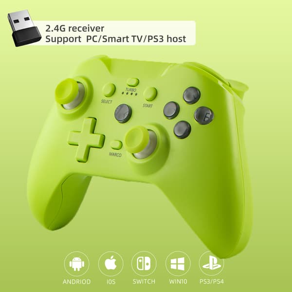 1 stk. 2,4G trådløs spilcontroller, USB-modtager, kompatibel med PC og Android TV, gamepad med lav latens
