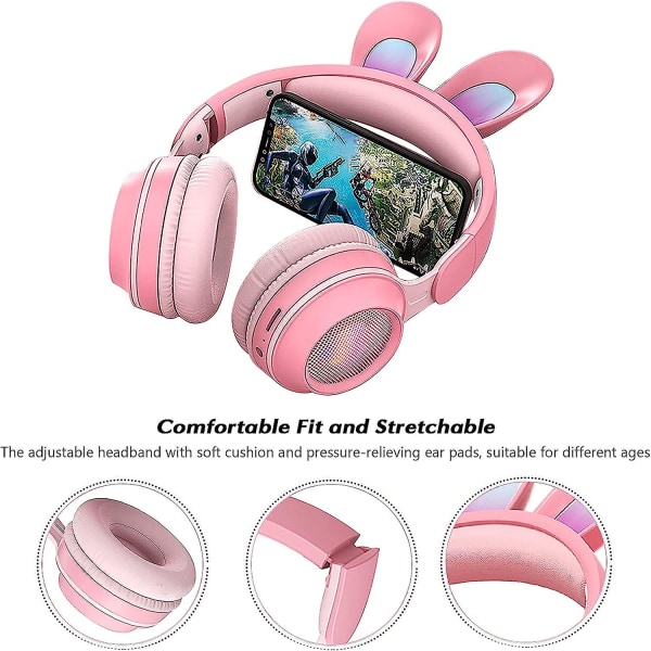 Barns Bluetooth Stereo Trådlöst Headset Vikbart Rabbit Ear Headset