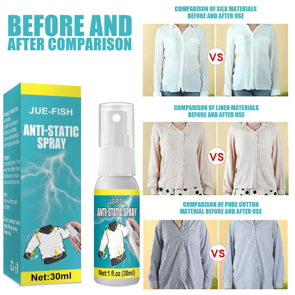 1 st 30ml antistatisk spray för hushållsantistatiska spraykläder förutom statiskt sköljmedel för vinterkläder