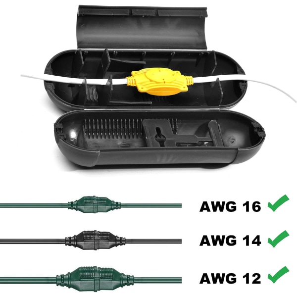 4-pak Forlængerledning Beskyttere | Indendørs og Udendørs Vandtætte Beslag til Julelys og Ledninger | Kabelforbindelsesboks Ledningsforlænger