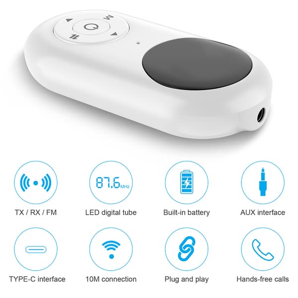 3-i-1 Trådløs Audioadapter FM-sender, LED-display, Sendetilstand til Bil TV Højttaler MP3 PC