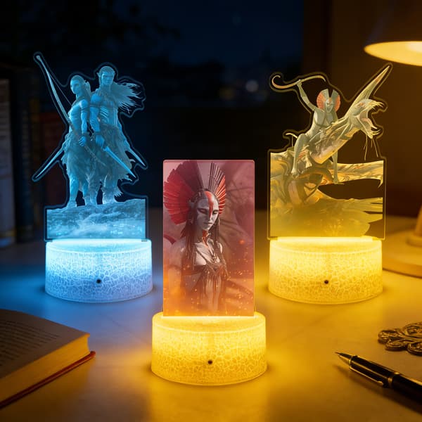 Chibi Mannlig Tegneseriefigur LED Nattlys, Ild & Aske Figur Lampe