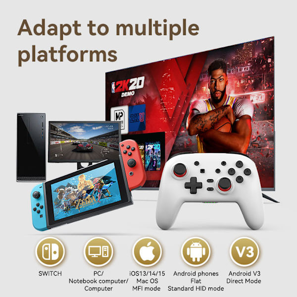 1 stk. 2,4G trådløs spilcontroller, kompatibel med konsoller i PS-stil, Android TV-boks og pc