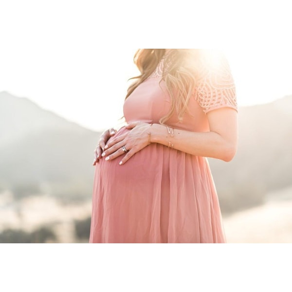 Mammaklänning Chiffongklänning Spets Gravid kvinnakläder pink L