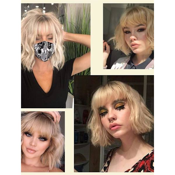 Lockigt Pastel Bob-Peruk för Flickor Färgglad Cosplay-Peruk (12 tum)